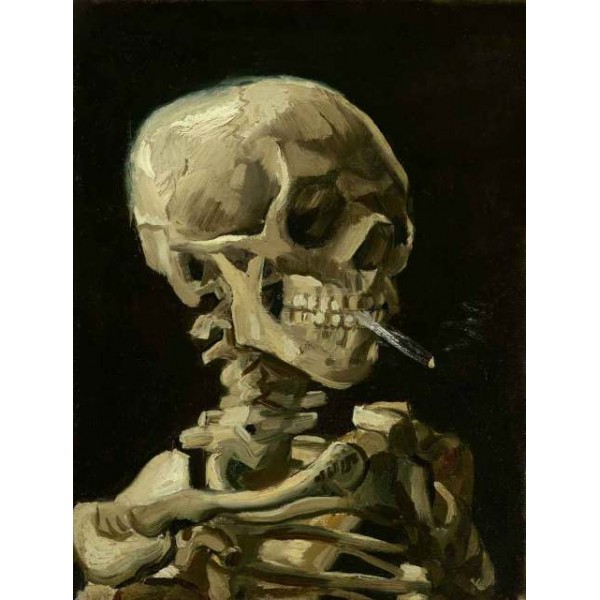 Broderie Diamant Van Gogh Crâne de squelette fumant une cigarette