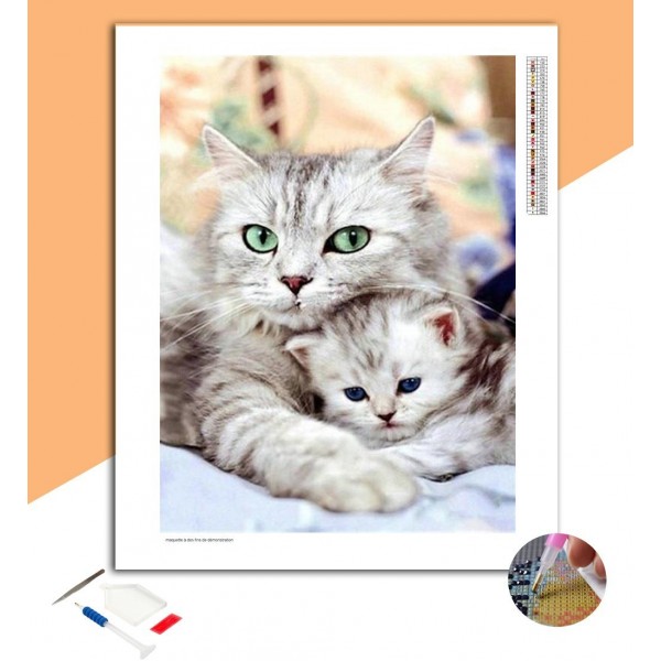 Broderie Diamant Chat Protecteur