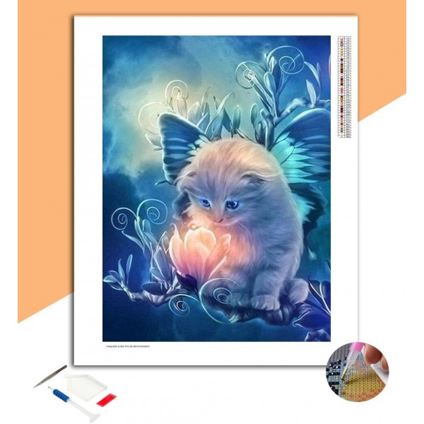 Broderie Diamant Chat Papillon