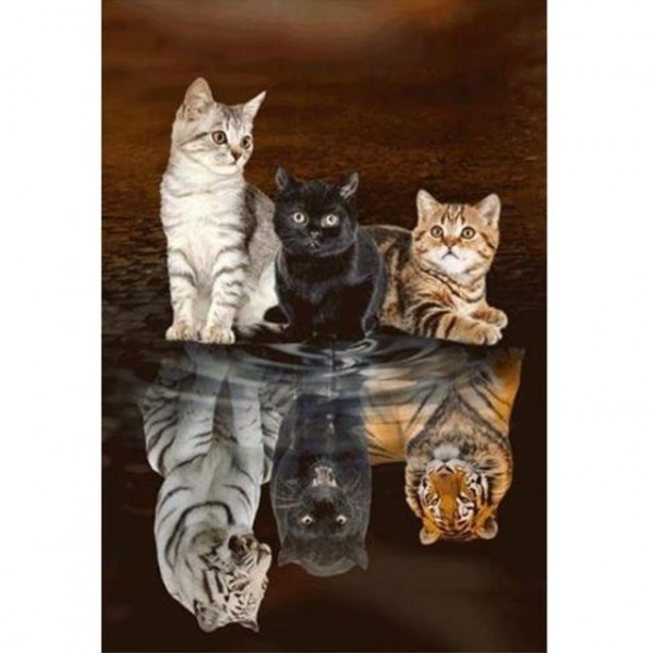 Broderie Diamant Transformation de 3 chats