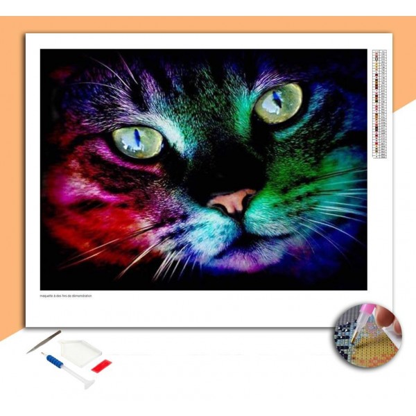 Broderie Diamant Chat au visage illuminé