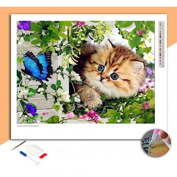 Broderie Diamant Chaton, Papillon & Nature