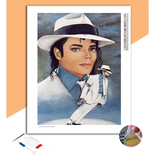 Broderie Diamant Portrait Michael Jackson "Full White"