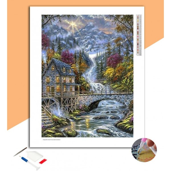 Broderie Diamant Moulin à eau