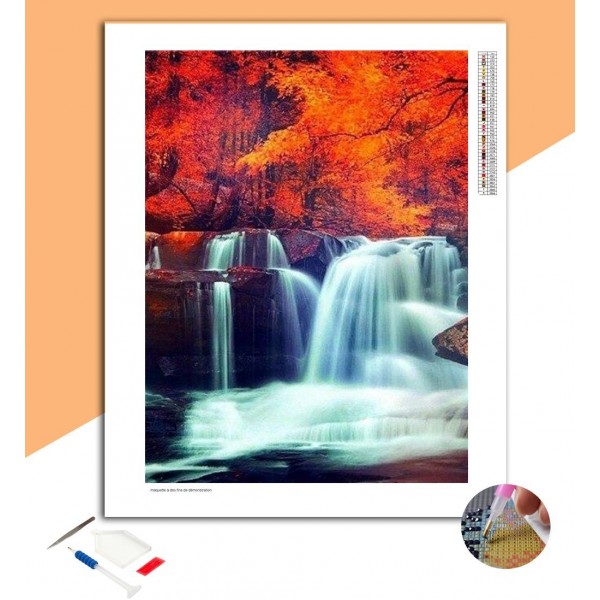 Broderie Diamant Cascades & Arbres Orangés
