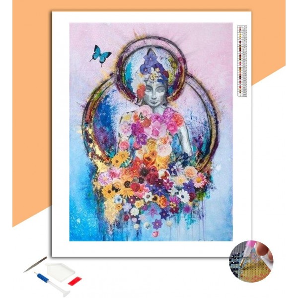 Broderie Diamant Bouddha Fleuri