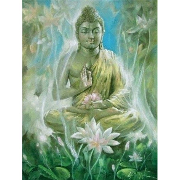 Broderie Diamant Bouddha & Fleur de lotus