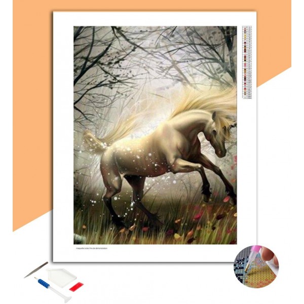 Broderie diamant Cheval & Forêt Magique