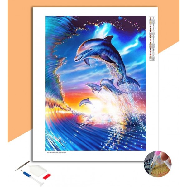 Broderie Diamant Bal de Dauphins