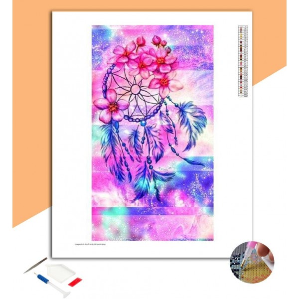 Broderie Diamant Attrape Rêves Plumes Bleues